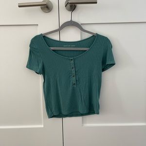 American Eagle Sea Green Button Top